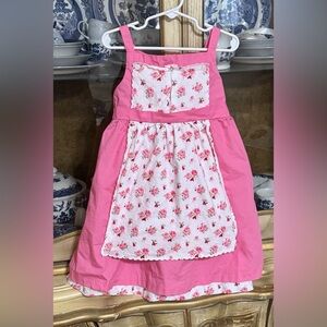 Vintage Janie and Jack 2012 Strawberry 🍓 Fields Summer Picnic apron dress size 4